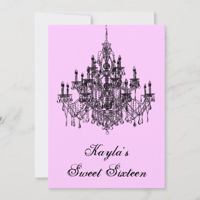 Invitation Fête Sweet 16 lustre rose (Devant)