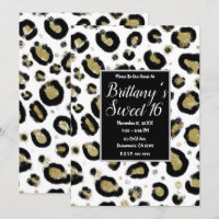 Fête Sweet 16 Or Blanc Paillettes & Léopard Noir