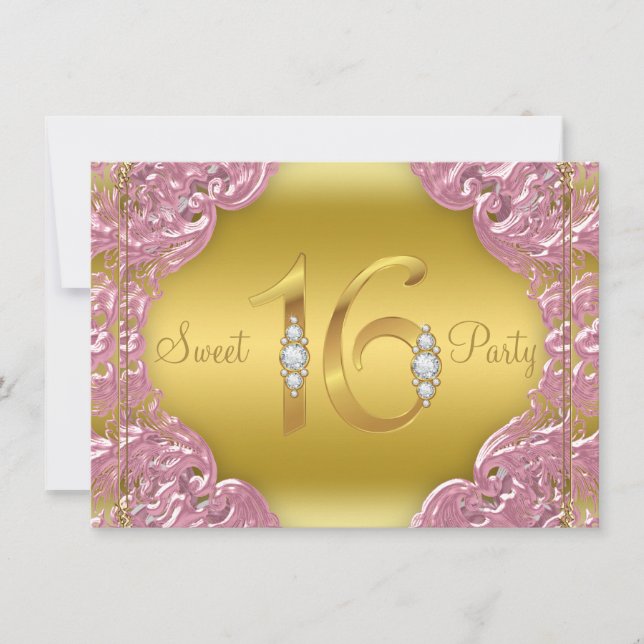 Invitation Fête Sweet 16 Rose Gold (Devant)