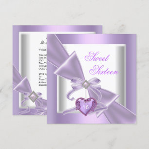 Invitation Fête Sweet 16 Sweet Sixteen Lilas Blanc 2