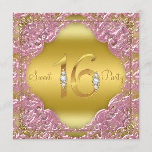 Invitation Fête Sweet 16 Tourbillon Or Rose Fantaisie