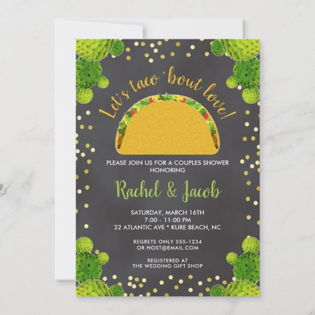 Invitation Fête Taco sur l'Amour Réception de Mariage pour le (Devant)