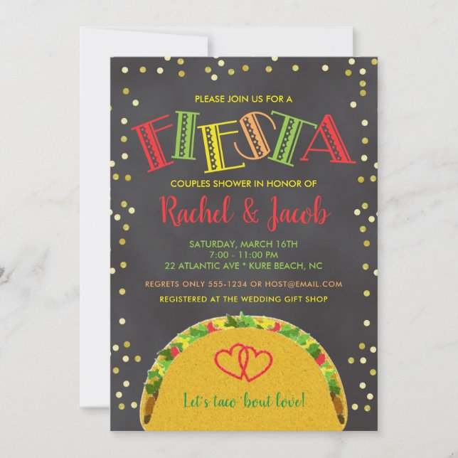 Invitation Fête Taco sur l'Amour Réception de Mariage pour le (Devant)