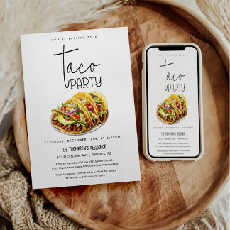 Invitation Fête Tacos pour Toute Occasion Soirée Tacos Fête