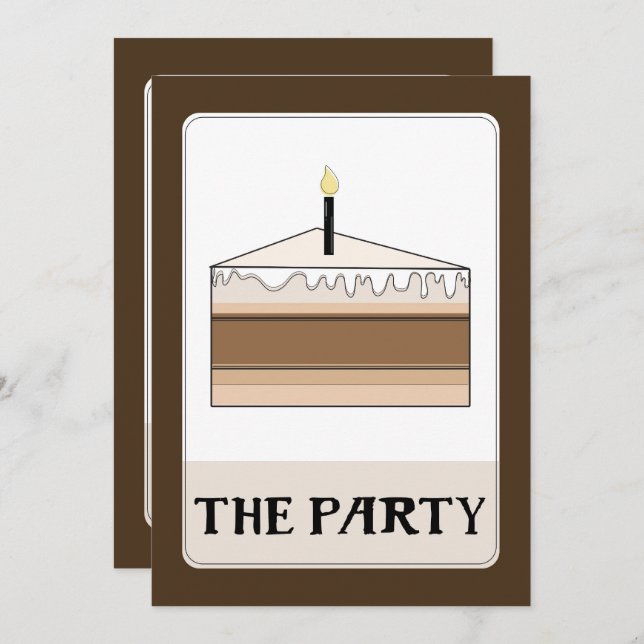 Invitation FÊTE Tarot Style Fête de tranche de gâteau d'anniv (Devant / Derrière)