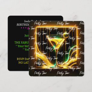 Invitation Fête tendance Heure Neon Personnalisé