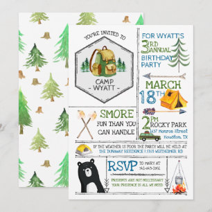 Invitation Fête Thème Camping - Badges & Icônes