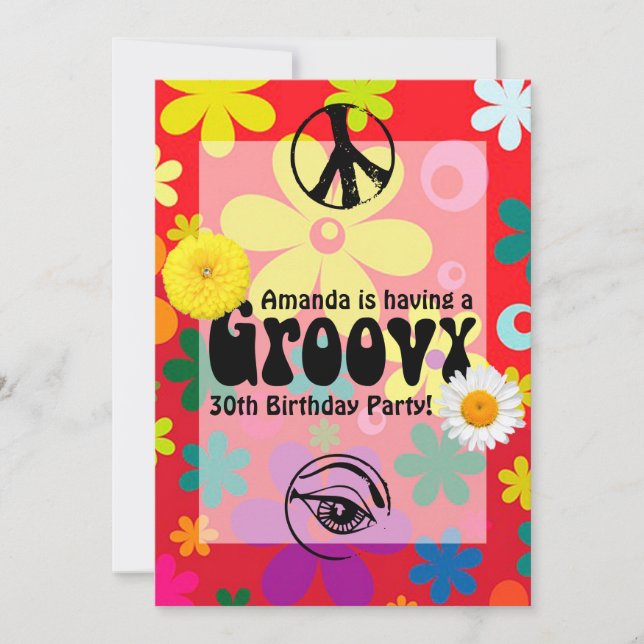 Invitation Fête Thème Hippie (Devant)