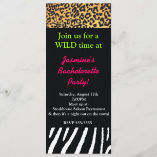 Invitation Fête Thème Imprimé Animalier Mixte Guépard Zèbre L