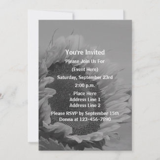Invitation Fête Tournesol Noir Et Blanc
