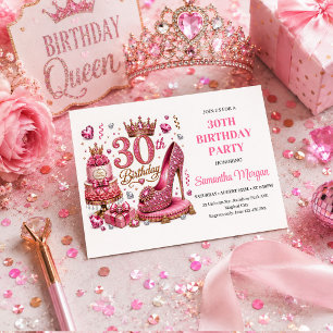 Invitation Fête Trente Ans Et Fabuleuse Paillettes Rose Et Or