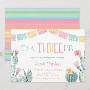 Invitation Fête Trois-Esta 3e anniversaire pour fille