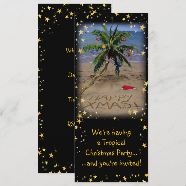 Invitation Fête Tropical de Noël (Devant / Derrière)