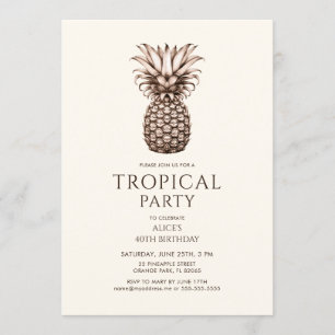 Invitation Fête tropicale avec ananas vintage