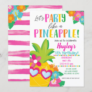 Invitation Fête Tropicale comme un Luau d'ananas