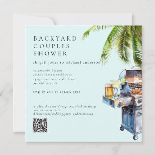 Invitation Fête tropicale de barbecue de jardin douche pour c