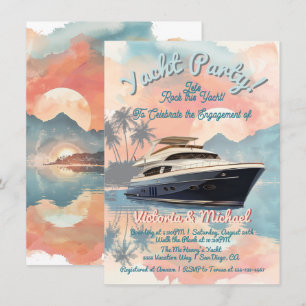 Invitation Fête tropicale de bateau yacht rock au coucher du 
