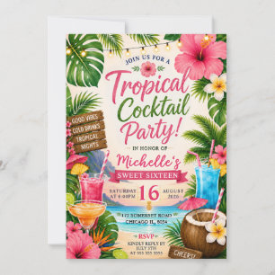 Invitation Fête Tropicale de Cocktail sur la Plage pour un Sw