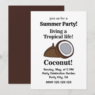 Invitation Fête tropicale d'été aux fruits de coco