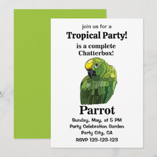 Invitation Fête tropicale drôle avec perroquet bavard