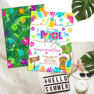 Invitation Fête tropicale Hawaiian Luau Pool Party Anniversai