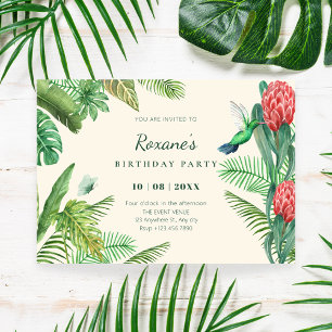 Invitation Fête tropicale verte feuille