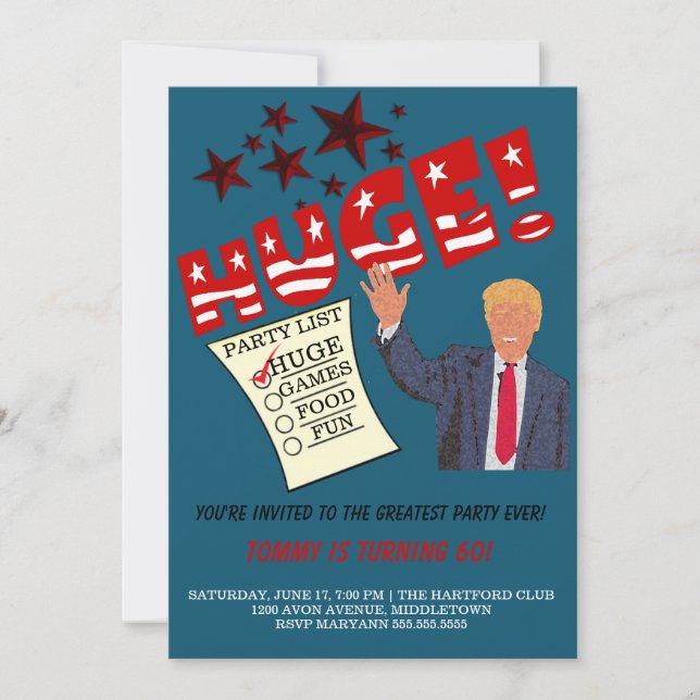 Invitation Fête Trump ÉNORME la plus grande célébration de fê (Devant)