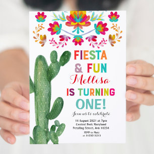 Invitation Fête Uno Premier anniversaire Cactus Party
