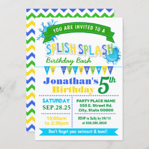 Invitation Fête verte bleue d'anniversaire de la fête d'anniv