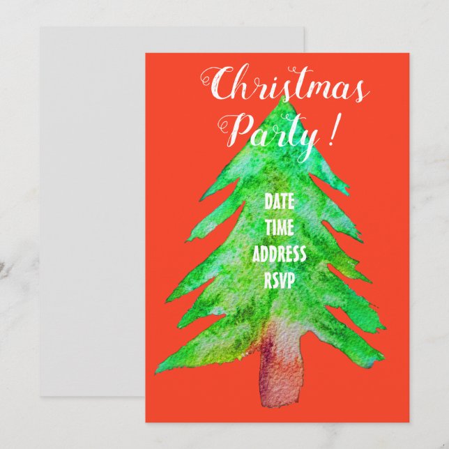 Invitation Fête verte et rouge de Noël moderne (Devant / Derrière)