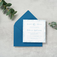 Fête vintage de thé de mariée bleu clair Damas
