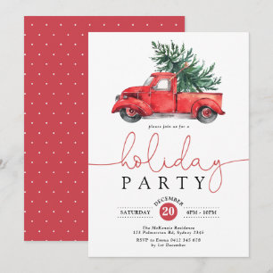 Invitation Fête Vintage des Fêtes du Camion Rouge et du Pine