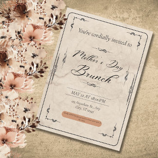 Invitation Fête vintage des mères, Fête de maman, Une journée