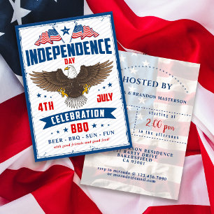 Invitation Fête vintage du 4 juillet jour de l'indépendance d