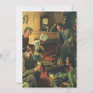 Invitation Fête vintage en famille, Cuisine Steaks Bière à bo