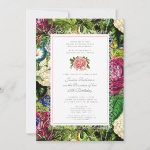 Invitation Fête vintage Florale 40e anniversaire