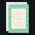 Invitation Fête vintage verte Damask Noël<br><div class="desc">Invitation vos invités dans le style avec cette invitation à la fête de Noël classique avec une bordure en dentelle verte d'inspiration vintage complexe. La tipographie arrière - plan crème chaleureuse et élégante de serif crée une esthétique festive mais raffinée, parfaite pour les rassemblements de vacances, les célébrations formelles, ou...</div>