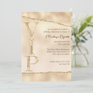 Invitation Fête VIP Glitter Glamour Or Brillante