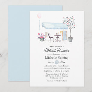 Invitation Fête virtuelle bébé ou mariage Watercolor Paris
