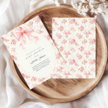 Fête Virtuelle de Bébé Fille Cottage au Ruban Rose