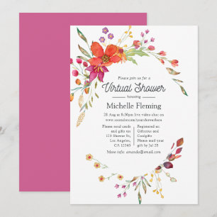 Invitation Fête virtuelle de bébé Fleur sauvage de printemps