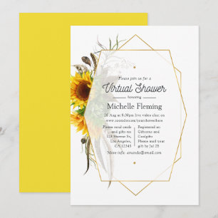 Invitation Fête virtuelle de bébé géométrique tournesol d'été