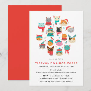 Invitation Fête Virtuelle de Noël avec des Chats Mignons de N