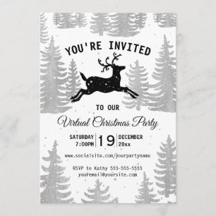 Invitation Fête virtuelle de Noël Russe Woodland Reinder