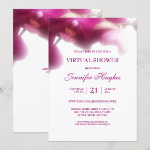 Invitation Fête Virtuelle d'Orchidée Rose Florale