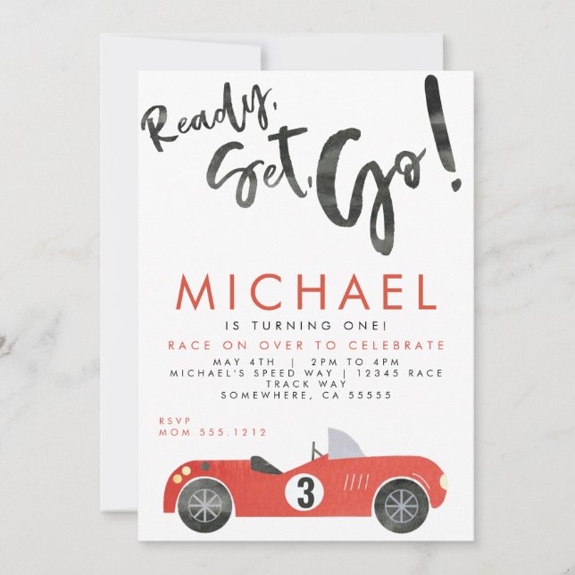 INVITATION FÊTE VOITURE DE COURSE (Devant)