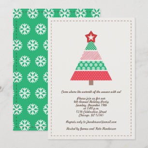 Invitation Fête Whimsical Red et Green Christmas Tree