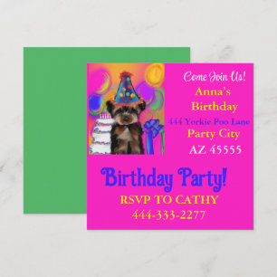 Invitation Fête Yorkie Poo