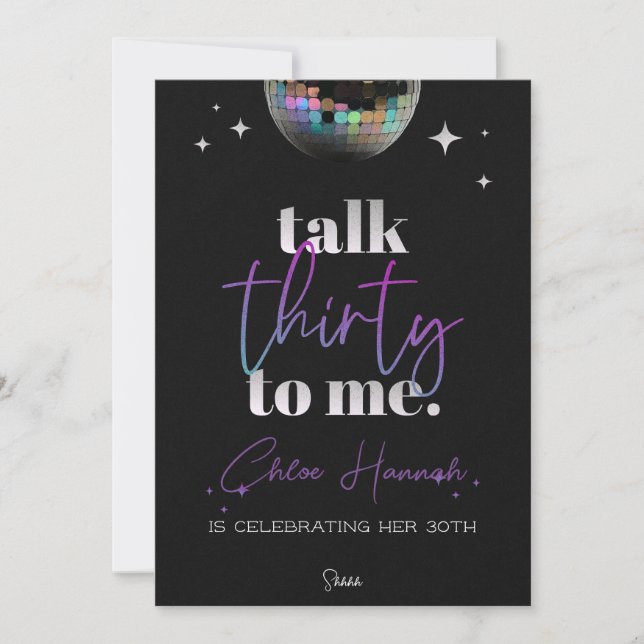 Invitation Fêter Mes 30 Ans, Talk Thirty to Me (Devant)