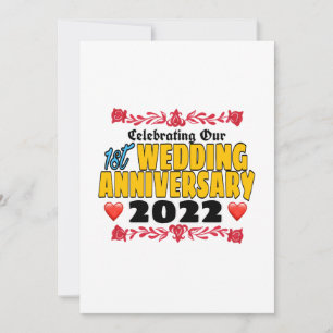 Invitation Fêter notre 1er anniversaire de mariage 2022